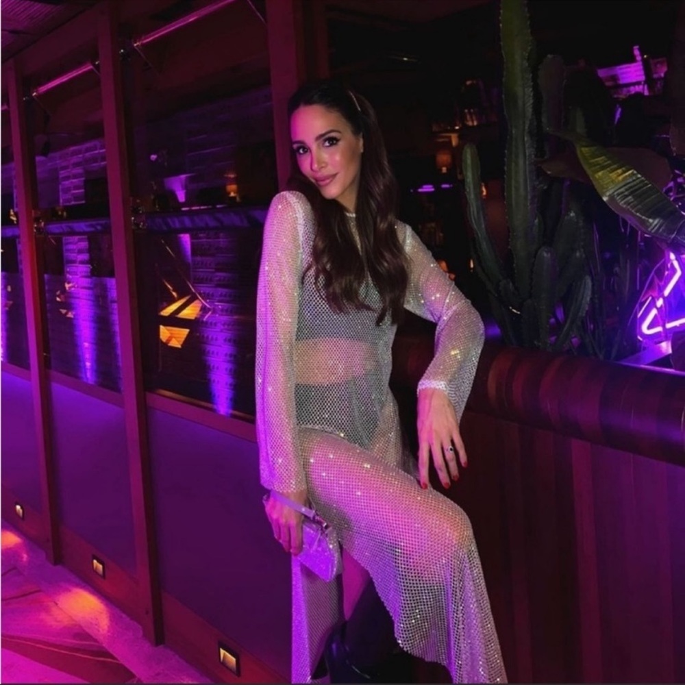 ZARA BLOGGERS FAV RHINESTONES MESH DRESS SILVER